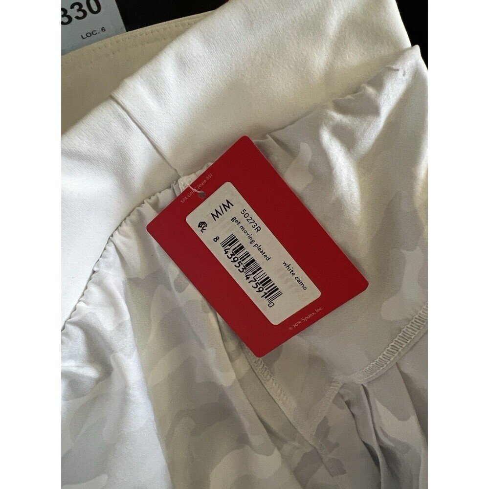 Spanx NWT Size M Women’s Get Moving Pleated Skort Skirt Shorts White Camo 50273R - Picture 10 of 11